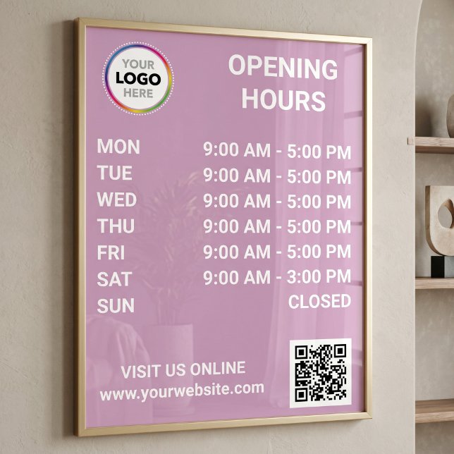 Store Opening Hours With Logo + QR Code - Modern Poster (Creator Uploaded)