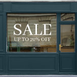 Store Sale | Business Elegant Minimal White Window Cling<br><div class="desc">A simple stylish store sale vinyl window cling decal sign with custom discount percentage in classic typography in minimalist white on a transparent background. The perfect custom sign for your business promotion.</div>