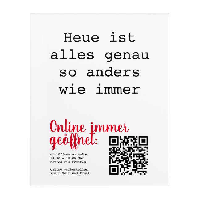 Store Sign QR+Code | Card House Acrylic Print (Front)