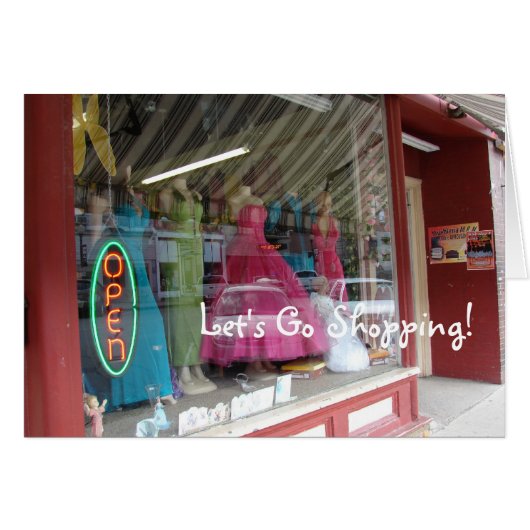 Store Window Display, Let's Go Shopping! Cards (Front Horizontal)