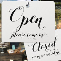 Store Window Glass Door Hanging Open & Closed Sign