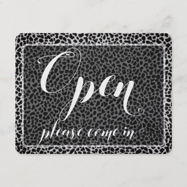 Store Window Leopard Hanging Open & Closed Sign (Front)
