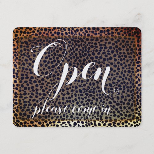 Store Window Leopard Hanging Open & Closed Sign