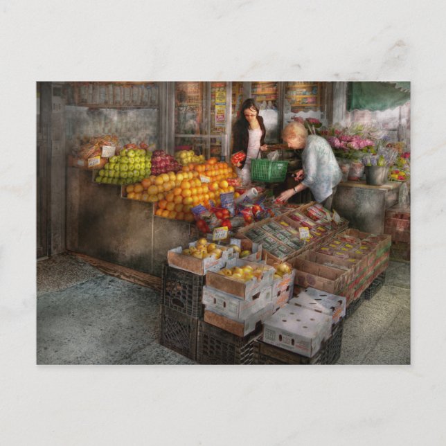 Storefront - Hoboken, NJ - Picking out fresh fruit Postcard (Front)