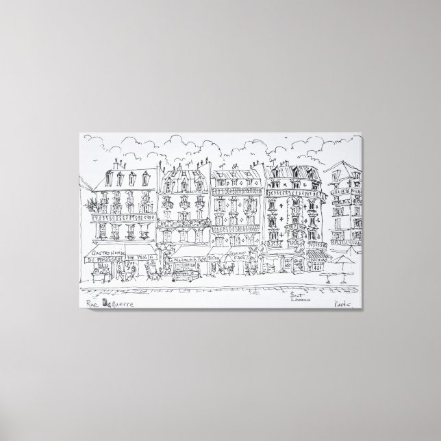 Storefronts along Rue Daguerre | Paris, France Canvas Print (Front)