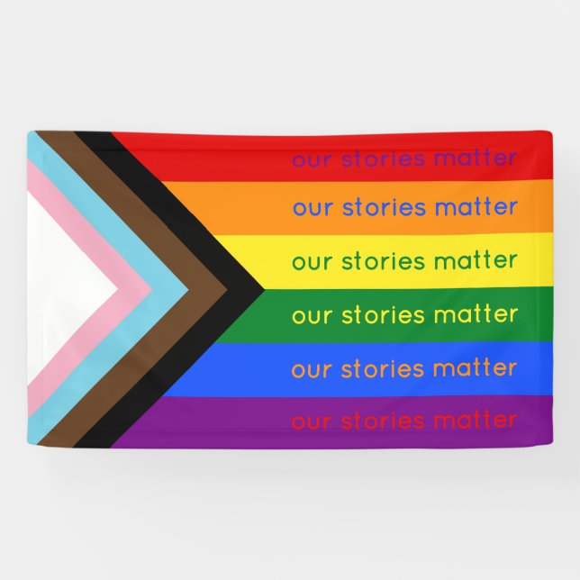 Stories Matter Gay Pride Intersection Rainbow Flag Banner (Horizontal)
