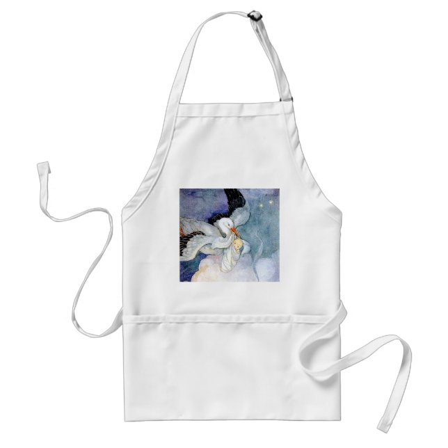 Stork and Baby Adult Apron (Front)