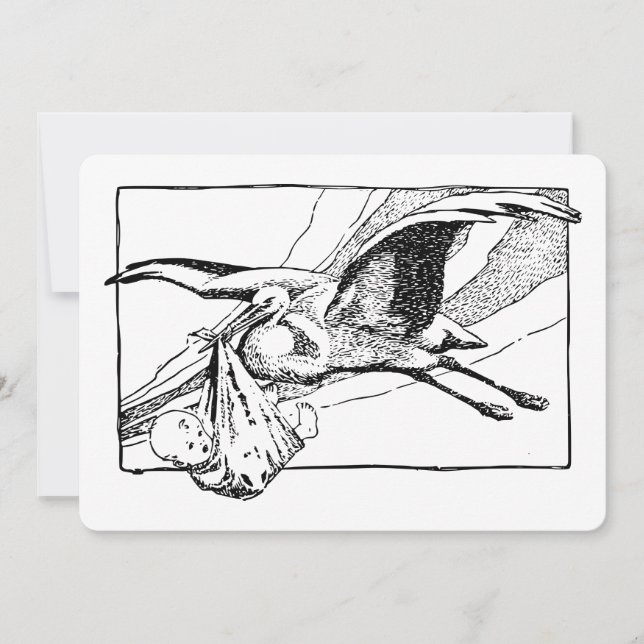 Stork and Baby Invitation (Front)