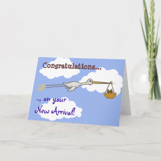 Stork and Baby Owl New Baby Card