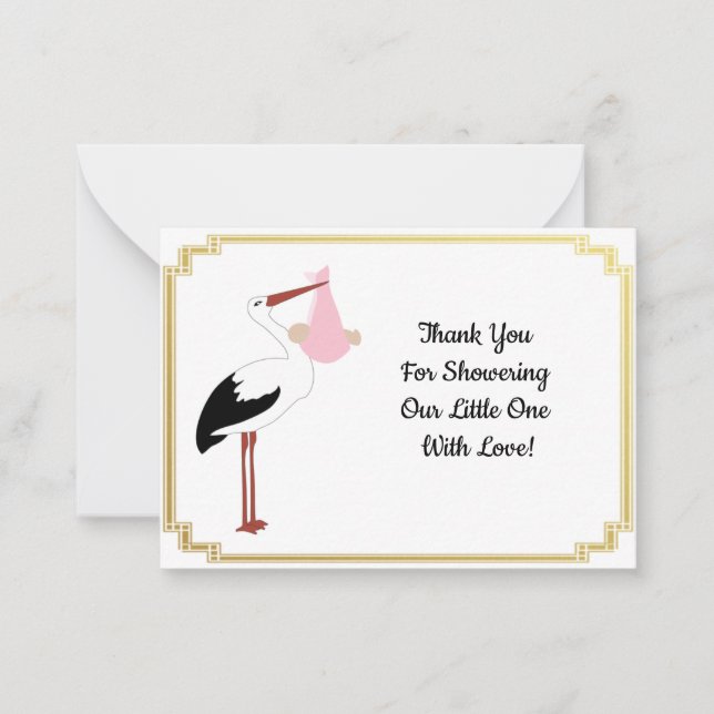 Stork And Baby Thank You Card (Front)