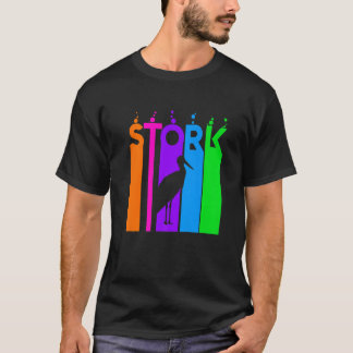 Stork Animal Rainbow Bubble With Silhouette T-Shirt