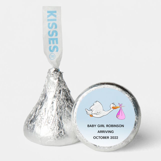 Stork Announcement Pink Bundle Hershey®'s Kisses® (Front)