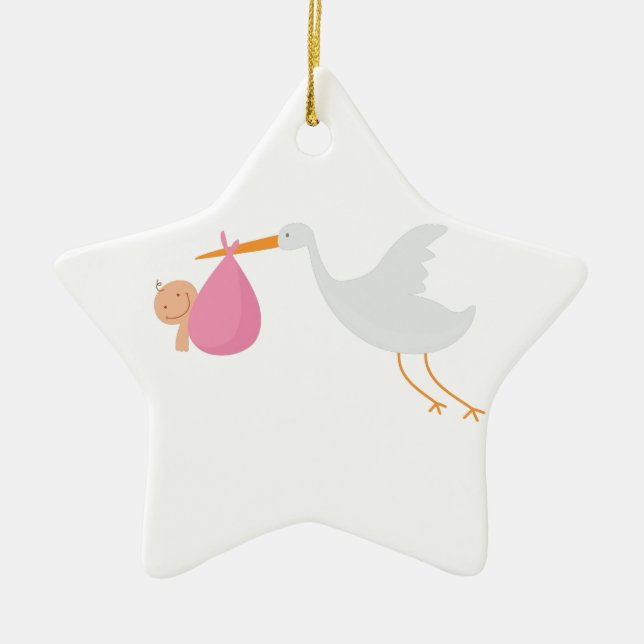 Stork Arrival Ceramic Ornament (Front)