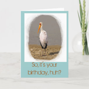 Stork Art Birthday Card (in aqua)