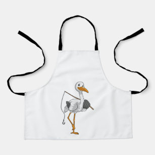 Stork as Fisher with Fishing rod Apron