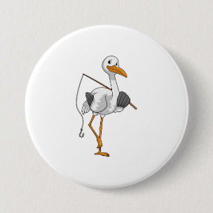 Stork as Fisher with Fishing rod Button