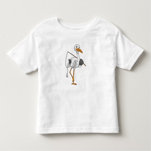 Stork as Fisher with Fishing rod Toddler T_shirt