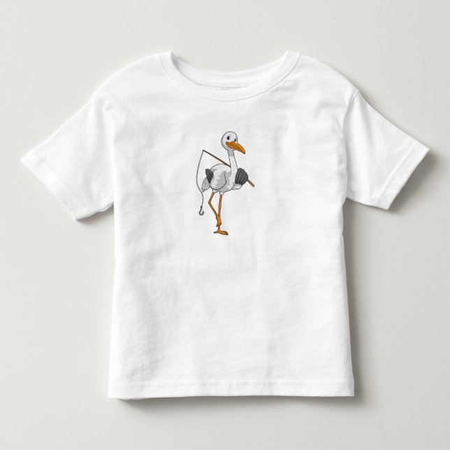 Stork as Fisher with Fishing rod Toddler T-shirt (Front)