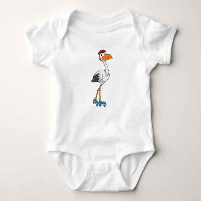 Stork as Inline skater with Roller skates Baby Bodysuit (Front)