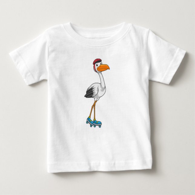 Stork as Inline skater with Roller skates Baby T-Shirt (Front)