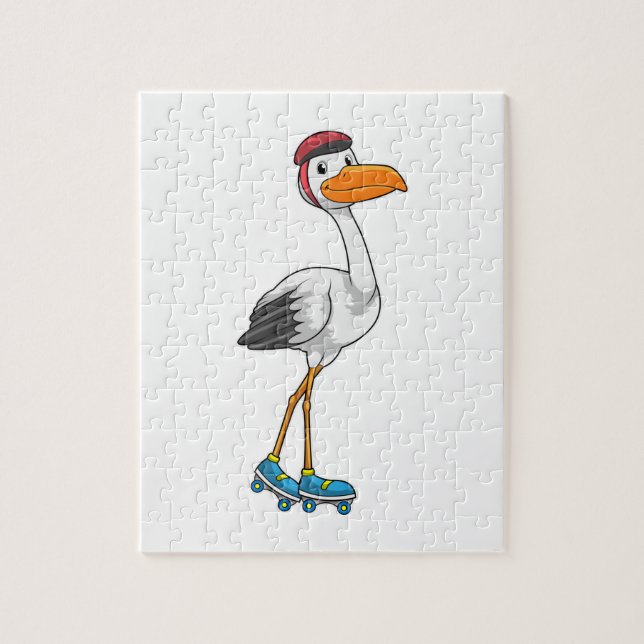 Stork as Inline skater with Roller skates Jigsaw Puzzle (Vertical)