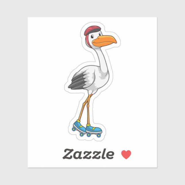 Stork as Inline skater with Roller skates Sticker (Sheet)
