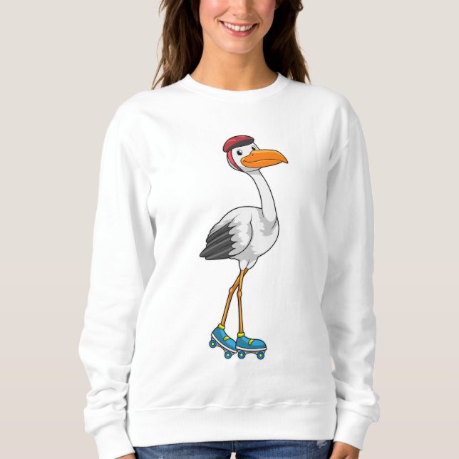 Stork as Inline skater with Roller skates Sweatshirt (Front)