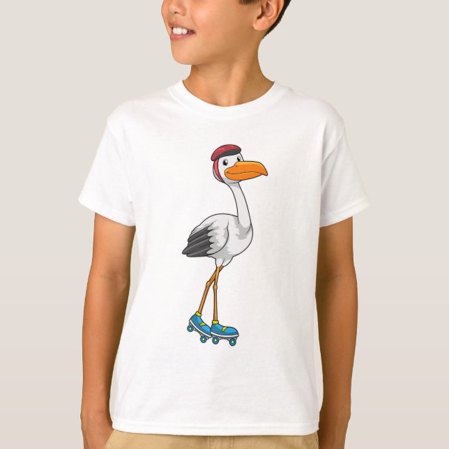 Stork as Inline skater with Roller skates T-Shirt (Front)