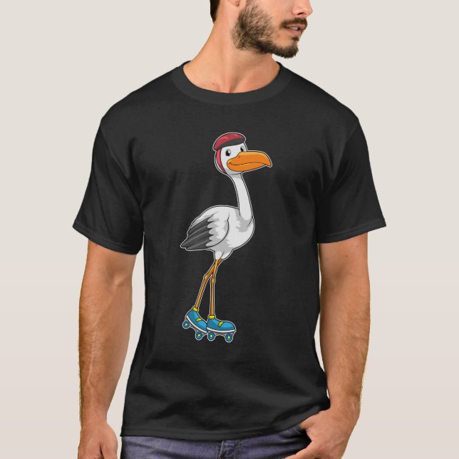 Stork as Inline skater with Roller skates T-Shirt (Front)