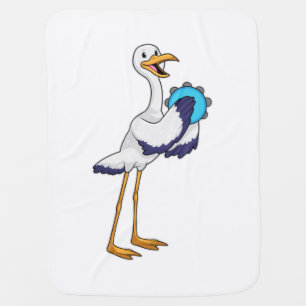 Stork as Musician with Tambourine Baby Blanket
