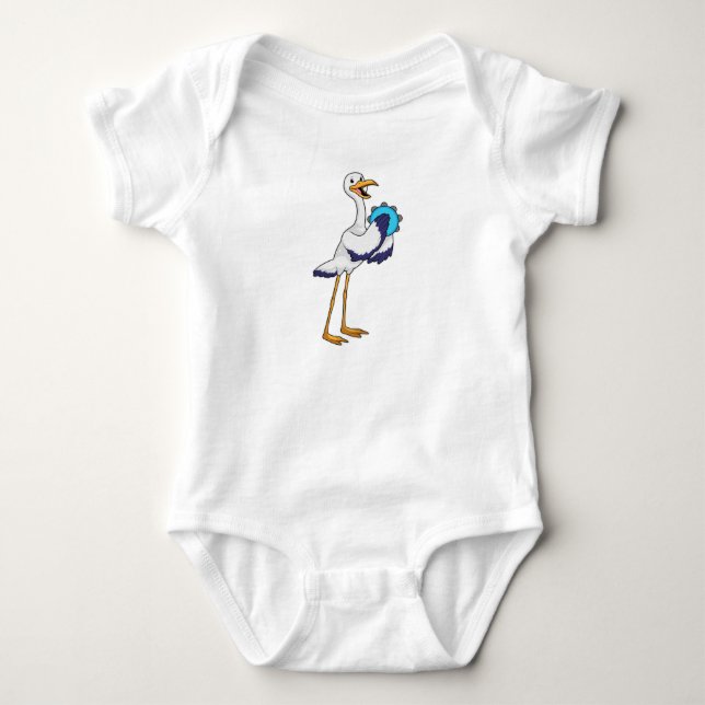Stork as Musician with Tambourine Baby Bodysuit (Front)