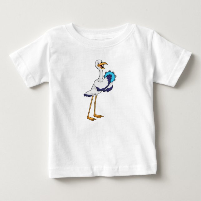 Stork as Musician with Tambourine Baby T-Shirt (Front)