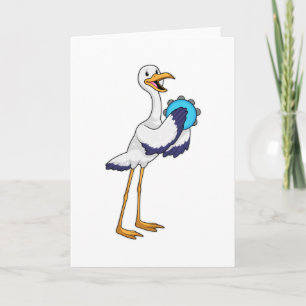 Stork as Musician with Tambourine Card
