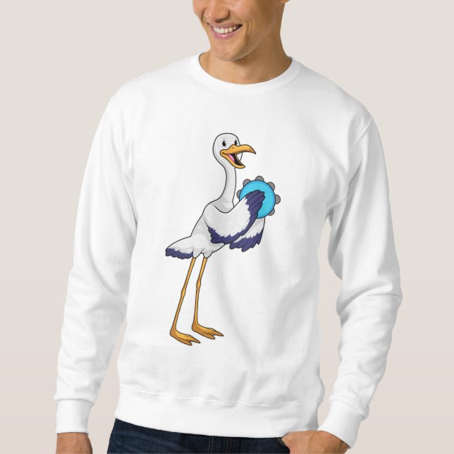 Stork as Musician with Tambourine Sweatshirt (Front)