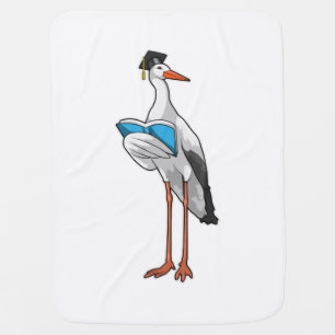 Stork as Teacher with Book Baby Blanket