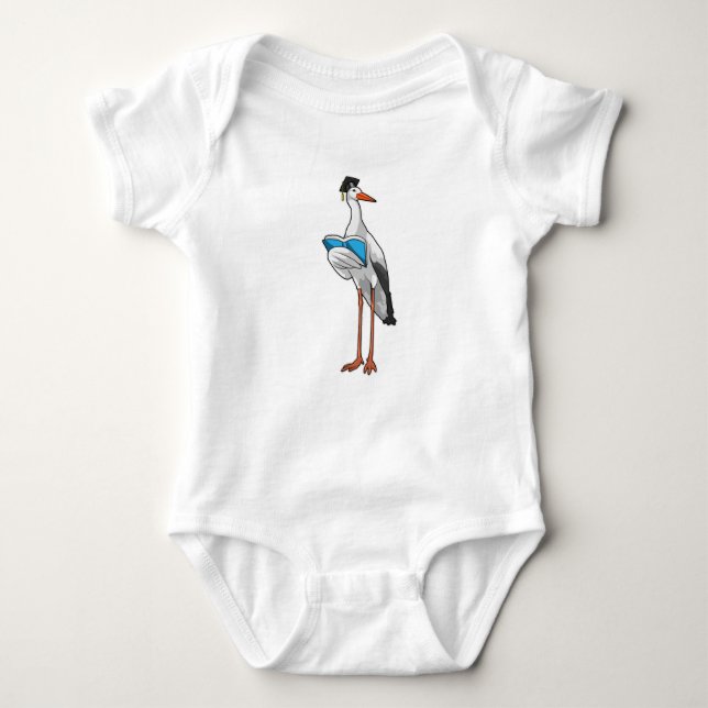 Stork as Teacher with Book Baby Bodysuit (Front)