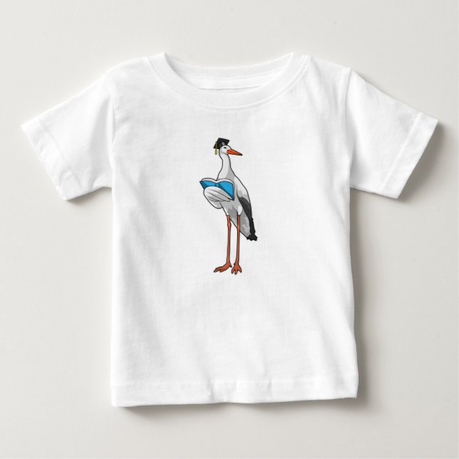 Stork as Teacher with Book Baby T-Shirt (Front)