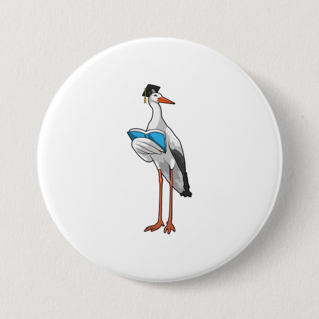 Stork as Teacher with Book Button (Front)