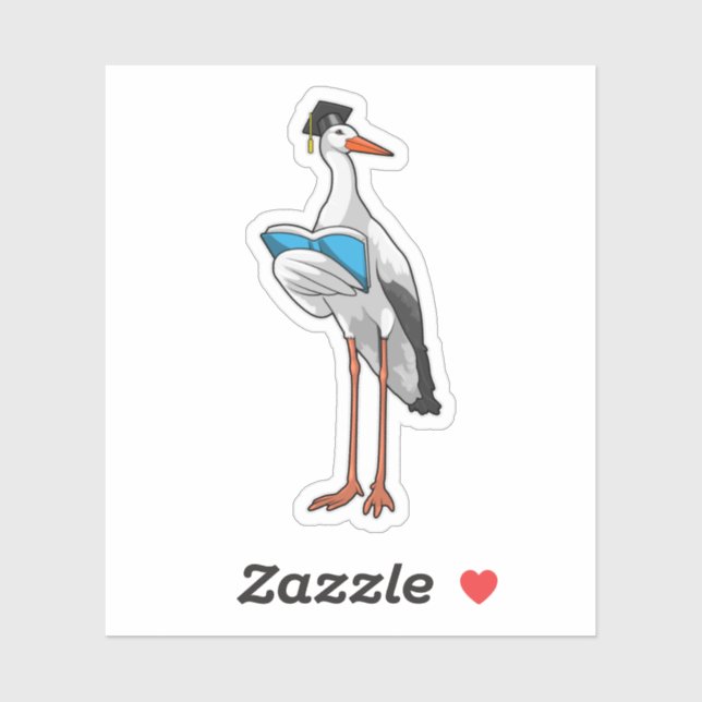 Stork as Teacher with Book Sticker (Sheet)