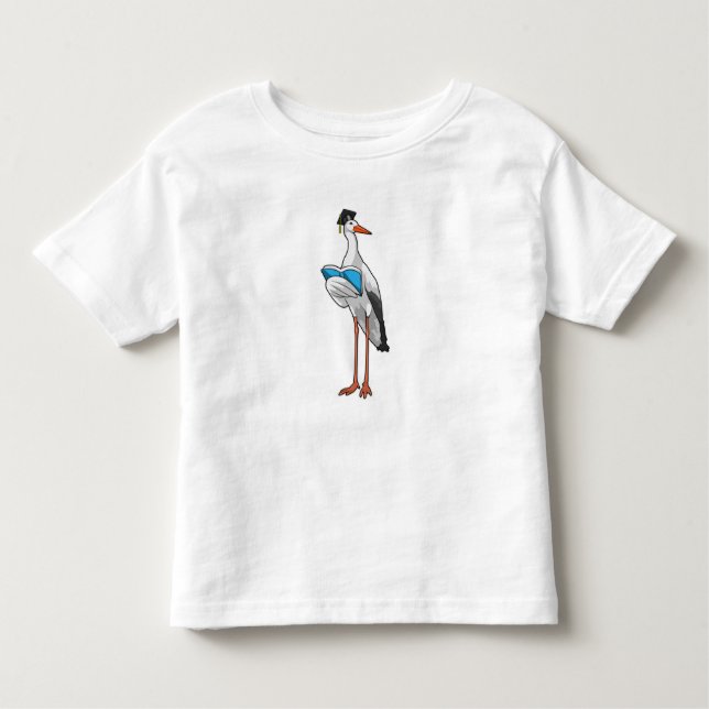 Stork as Teacher with Book Toddler T-shirt (Front)
