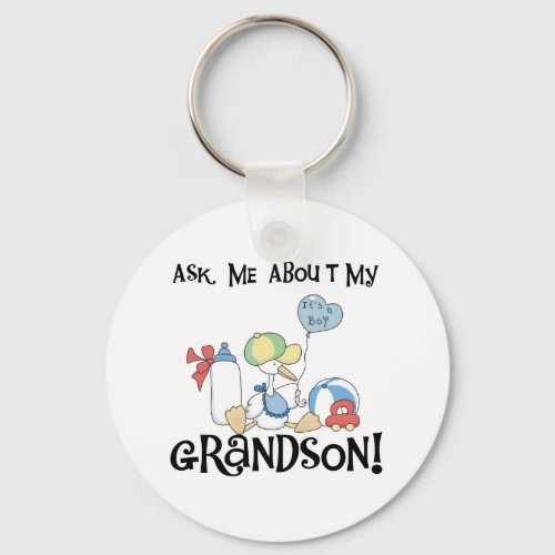 Stork Ask About Grandson Keychain