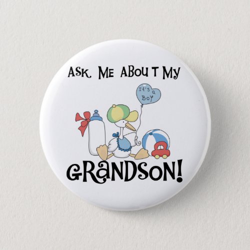 Stork Ask About Grandson Pinback Button