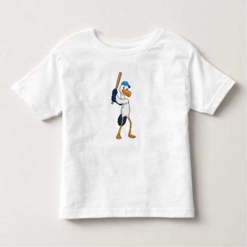 Stork at Baseball with Baseball bat Toddler T_shirt