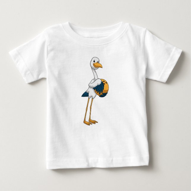 Stork at Bowling with Bowling ball Baby T-Shirt (Front)