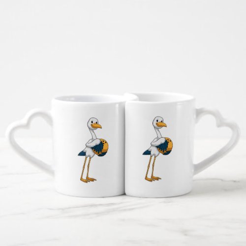 Stork at Bowling with Bowling ball Coffee Mug Set