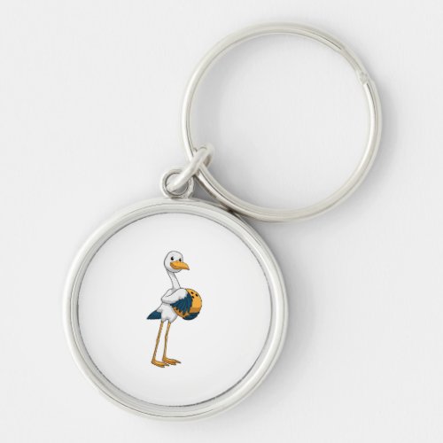 Stork at Bowling with Bowling ball Keychain