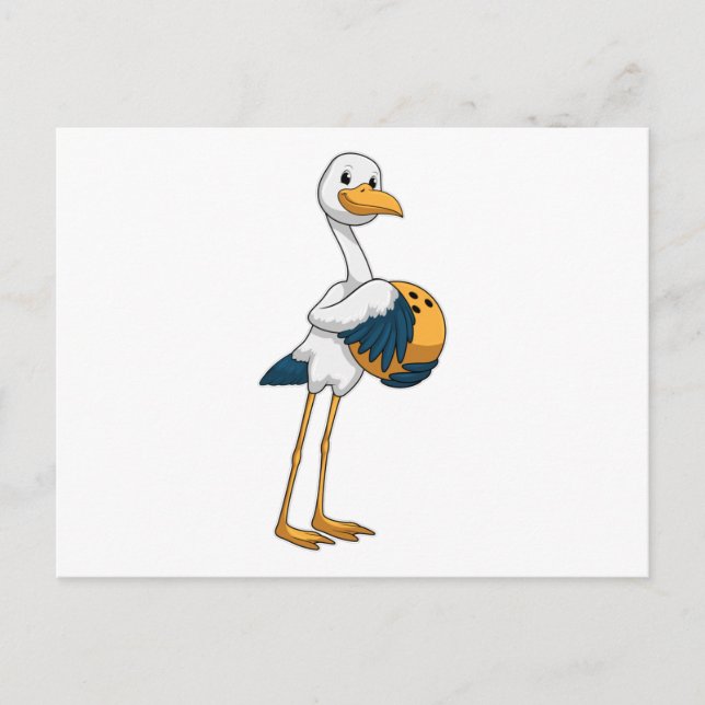 Stork at Bowling with Bowling ball Postcard (Front)