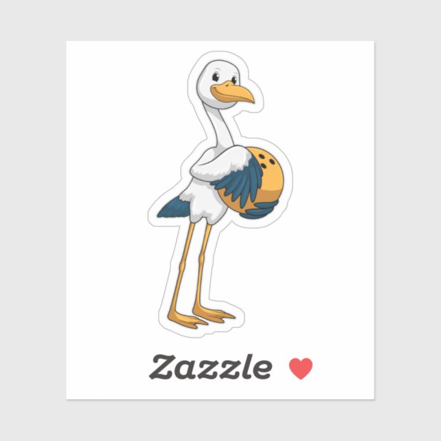 Stork at Bowling with Bowling ball Sticker (Sheet)