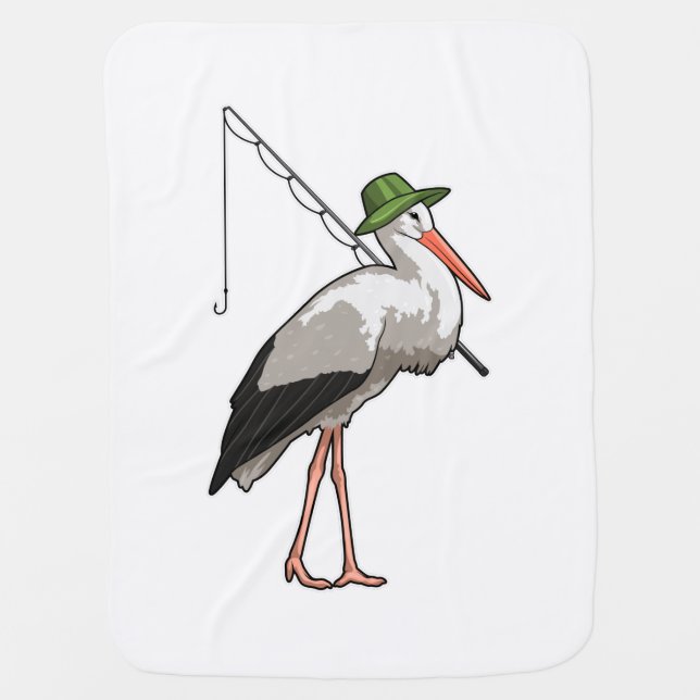 Stork at Fishing with Fishing rod Baby Blanket (Front)