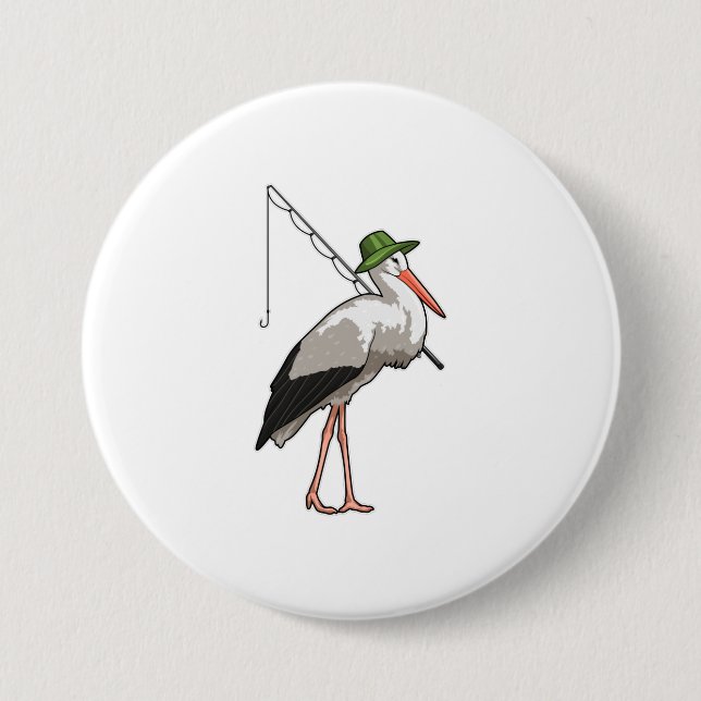 Stork at Fishing with Fishing rod Button (Front)